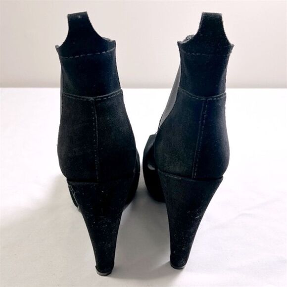Pedro Garcia Black Open Toe Suede Pull On Stretch Booties - Picture 4 of 5